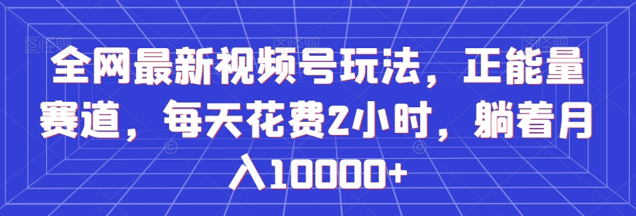 全网最新视频号玩法，正能量赛道，每天花费2小时，躺着月入10000+【揭秘】-小柒笔记