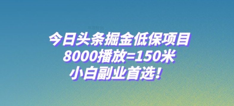 今日头条掘金低保项目，8000播放=150米，小白副业首选【揭秘】-小柒笔记