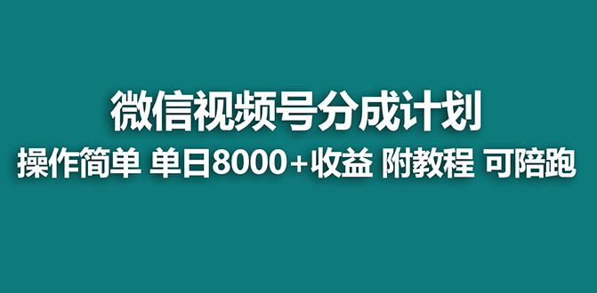 【蓝海项目】视频号分成计划，单天收益8000+，附玩法教程！可陪跑-小柒笔记