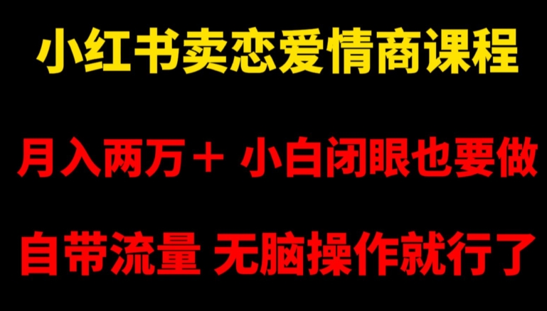 小红书卖恋爱情商课程，月入两万＋，小白闭眼也要做，自带流量，无脑操作就行了【揭秘】-小柒笔记