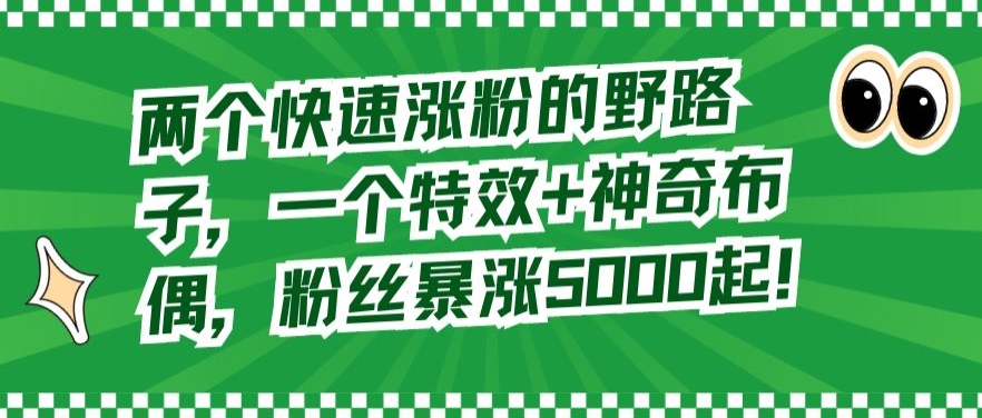 两个快速涨粉的野路子，一个特效+神奇布偶，粉丝暴涨5000起【揭秘】-小柒笔记