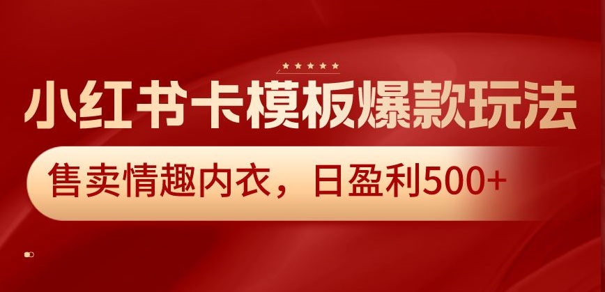 小红书卡模板爆款玩法，售卖情趣内衣，日盈利500+【揭秘】-小柒笔记