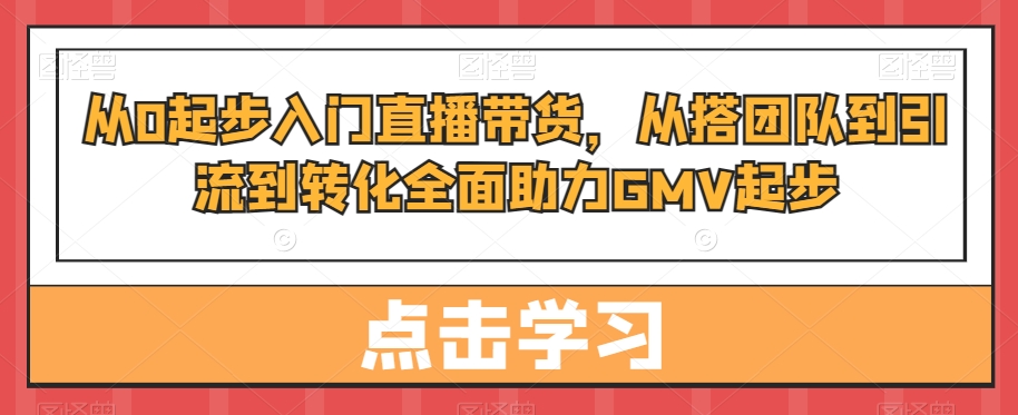 从0起步入门直播带货，​从搭团队到引流到转化全面助力GMV起步-小柒笔记