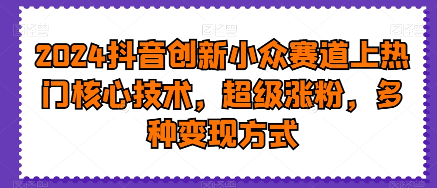 2024抖音创新小众赛道上热门核心技术，超级涨粉，多种变现方式【揭秘】-小柒笔记