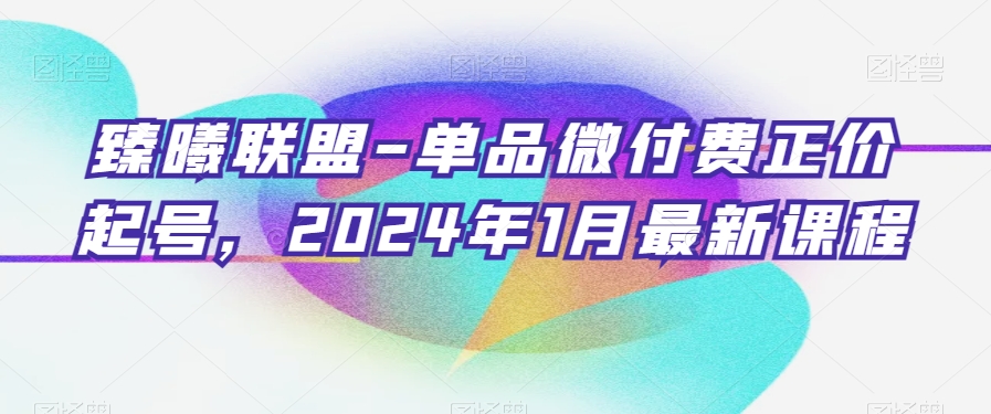 臻曦联盟-单品微付费正价起号，2024年1月最新课程-小柒笔记