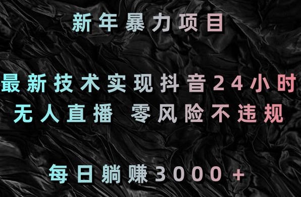 新年暴力项目，最新技术实现抖音24小时无人直播，零风险不违规，每日躺赚3000＋【揭秘】-小柒笔记