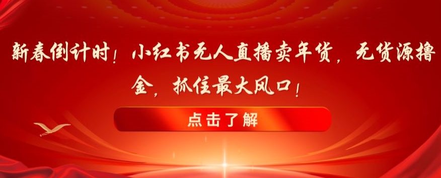 新春倒计时！小红书无人直播卖年货，无货源撸金，抓住最大风口【揭秘】-小柒笔记