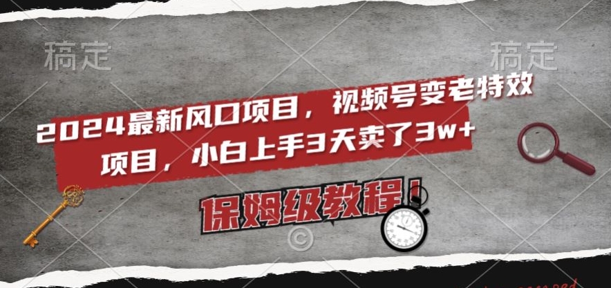 2024最新风口项目，视频号变老特效项目，电脑小白上手3天卖了3w+，保姆级教程【揭秘】-小柒笔记