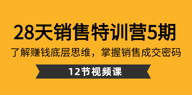 28天·销售特训营5期：了解赚钱底层思维，掌握销售成交密码（12节课）-小柒笔记