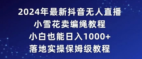 2024年抖音最新无人直播小雪花卖编绳项目，小白也能日入1000+落地实操保姆级教程【揭秘】-小柒笔记