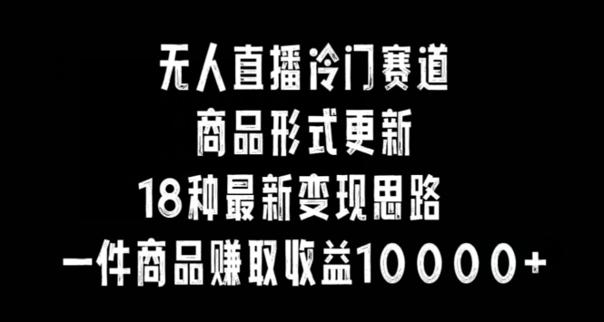 无人直播冷门赛道，商品形式更新，18种变现思路，一件商品赚取收益10000+【揭秘】-小柒笔记