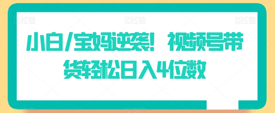 小白/宝妈逆袭！视频号带货轻松日入4位数【揭秘】-小柒笔记