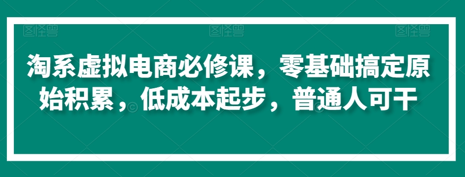 淘系虚拟电商必修课，零基础搞定原始积累，低成本起步，普通人可干-小柒笔记