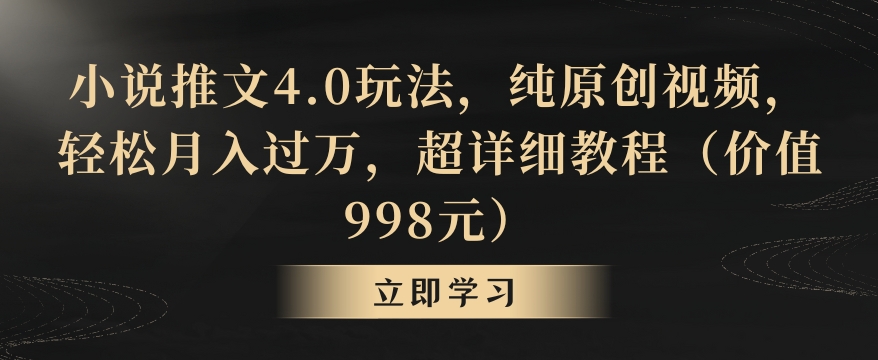 小说推文4.0玩法，纯原创视频，轻松月入过万，超详细教程（价值998元）【揭秘】-小柒笔记