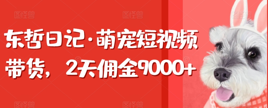 东哲日记·萌宠短视频带货，2天佣金9000+-小柒笔记