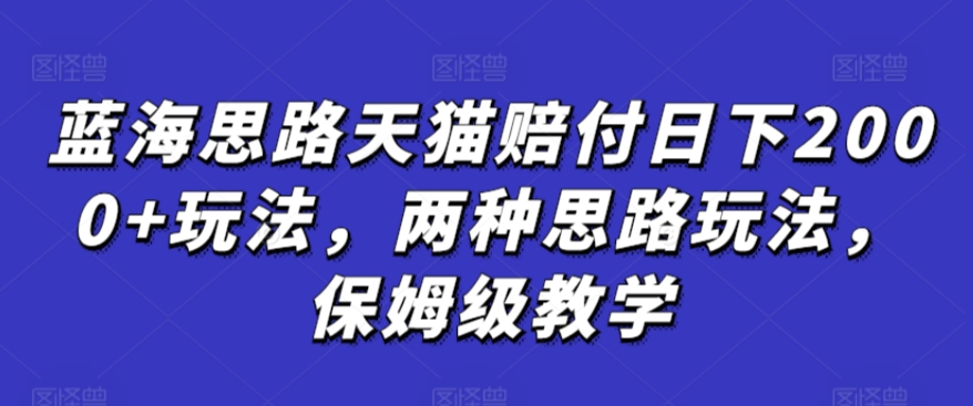 蓝海思路天猫赔付日下2000+玩法，两种思路玩法，保姆级教学【仅揭秘】-小柒笔记