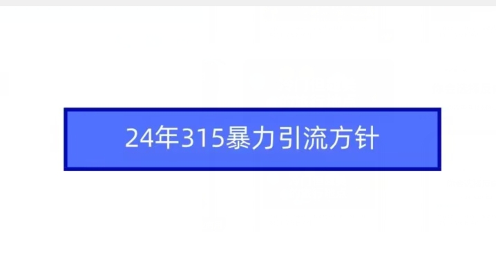 24年315暴力引流方针-小柒笔记