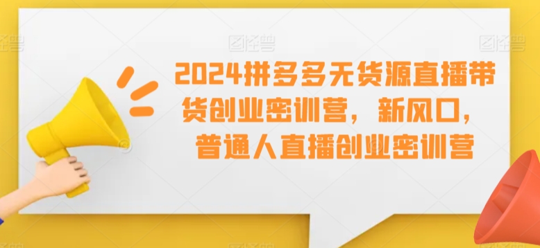 2024拼多多无货源直播带货创业密训营，新风口，普通人直播创业密训营-小柒笔记