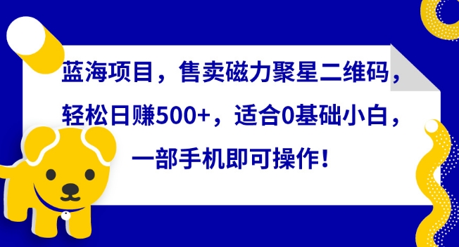 蓝海项目，售卖磁力聚星二维码，轻松日赚500+，适合0基础小白，一部手机即可操作【揭秘】-小柒笔记