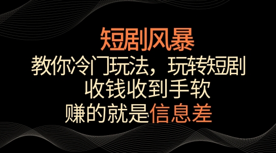 短剧风暴，教你冷门玩法，玩转短剧，收钱收到手软【揭秘】-小柒笔记