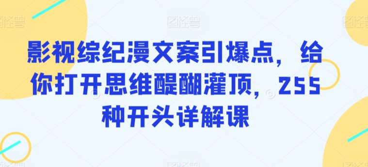 影视综纪漫文案引爆点，给你打开思维醍醐灌顶，255种开头详解课-小柒笔记