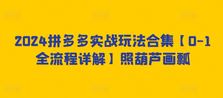 2024拼多多实战玩法合集【0-1全流程详解】照葫芦画瓢-小柒笔记