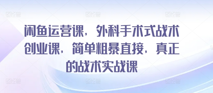 闲鱼运营课，外科手术式战术创业课，简单粗暴直接，真正的战术实战课-小柒笔记