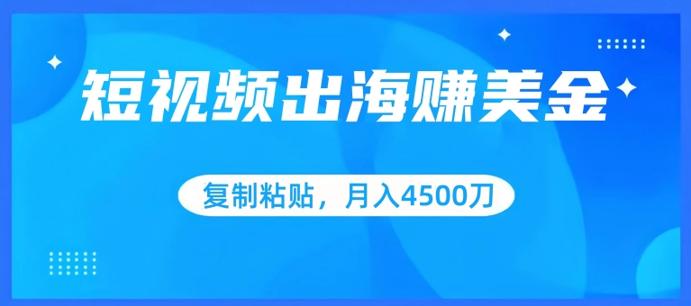 短视频出海赚美金，复制粘贴批量操作，小白轻松掌握，月入4500美刀【揭秘】-小柒笔记