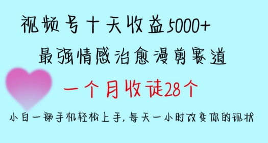 十天收益5000+，多平台捞金，视频号情感治愈漫剪，一个月收徒28个，小白一部手机轻松上手【揭秘】-小柒笔记