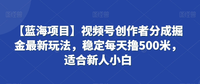 【蓝海项目】视频号创作者分成掘金最新玩法，稳定每天撸500米，适合新人小白【揭秘】-小柒笔记