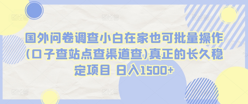 国外问卷调查小白在家也可批量操作(口子查站点查渠道查)真正的长久稳定项目 日入1500+【揭秘】-小柒笔记