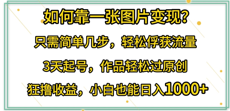 如何靠一张图片变现?只需简单几步，轻松俘获流量，3天起号，作品轻松过原创【揭秘】-小柒笔记