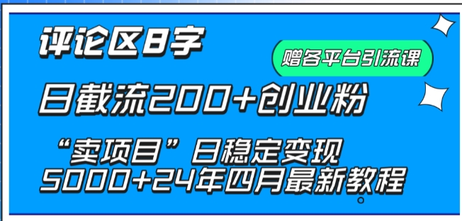 抖音评论区8字日截流200+创业粉 “卖项目”日稳定变现5000+【揭秘】-小柒笔记