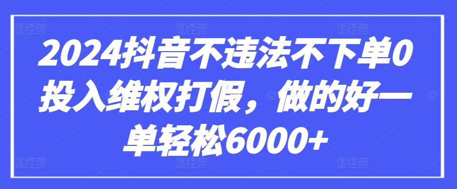 2024抖音不违法不下单0投入维权打假，做的好一单轻松6000+【仅揭秘】-小柒笔记