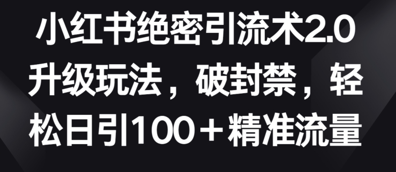 小红书绝密引流术2.0升级玩法，破封禁，轻松日引100+精准流量【揭秘】-小柒笔记