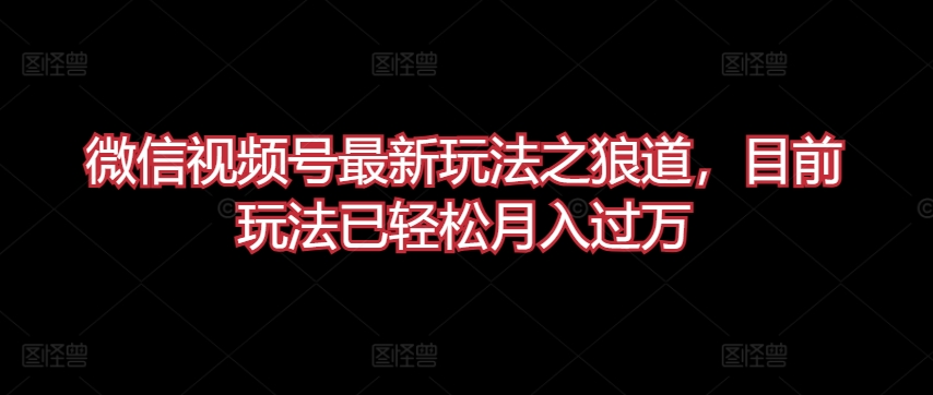 微信视频号最新玩法之狼道，目前玩法已轻松月入过万【揭秘】-小柒笔记