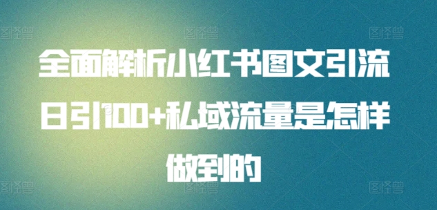 全面解析小红书图文引流日引100+私域流量是怎样做到的【揭秘】-小柒笔记