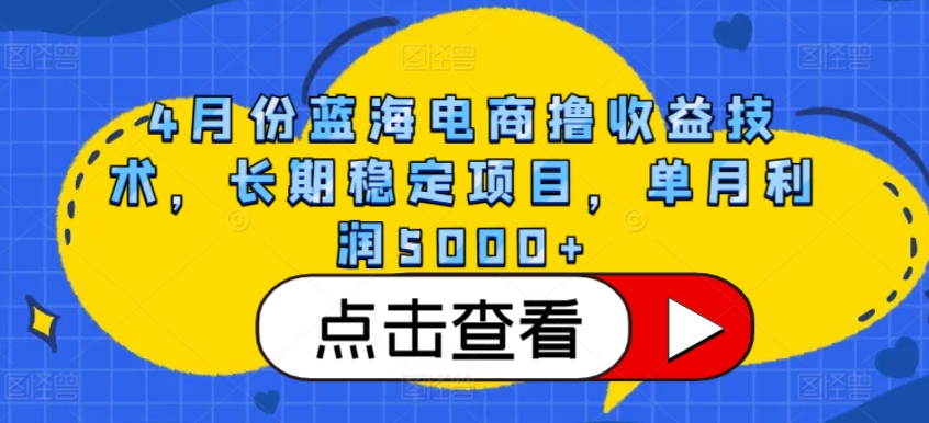 4月份蓝海电商撸收益技术，长期稳定项目，单月利润5000+【揭秘】-小柒笔记