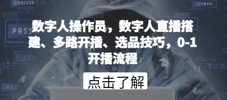 数字人操作员，数字人直播搭建、多路开播、选品技巧，0-1开播流程-小柒笔记