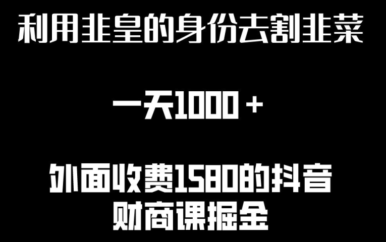 利用非皇的身份去割韭菜，一天1000+(附详细资源)【揭秘】-小柒笔记