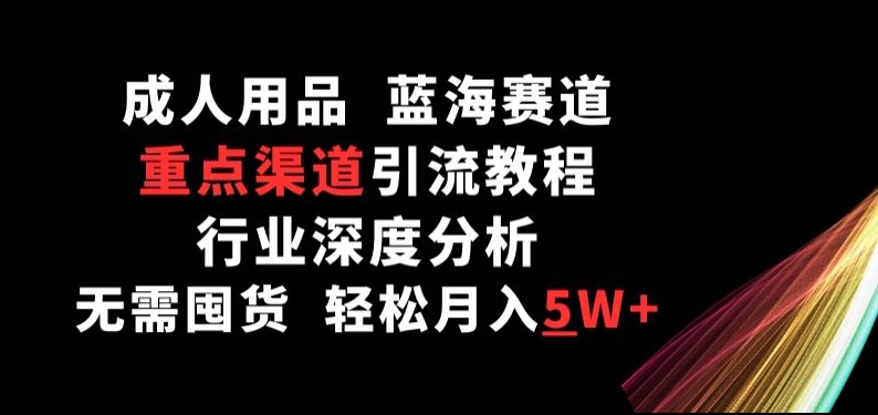 成人用品，蓝海赛道，重点渠道引流教程，行业深度分析，无需囤货，轻松月入5W+【揭秘】-小柒笔记