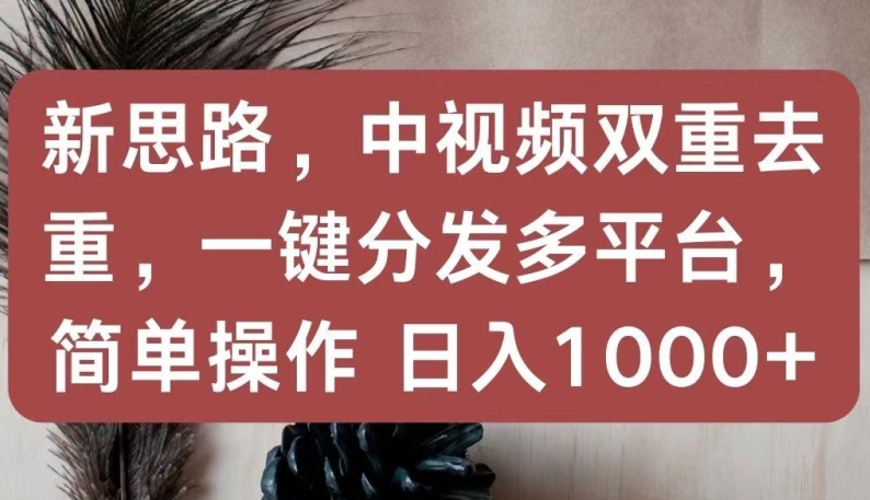 新思路，中视频双重去重，一键分发多平台，简单操作，日入1000+【揭秘】-小柒笔记