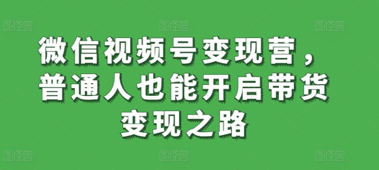 微信视频号变现营，普通人也能开启带货变现之路-小柒笔记