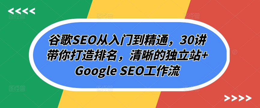 谷歌SEO从入门到精通，30讲带你打造排名，清晰的独立站+Google SEO工作流-小柒笔记