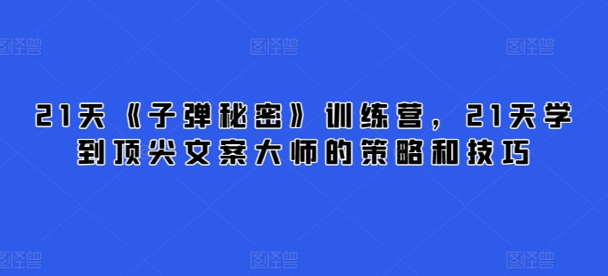 21天《子弹秘密》训练营，21天学到顶尖文案大师的策略和技巧-小柒笔记