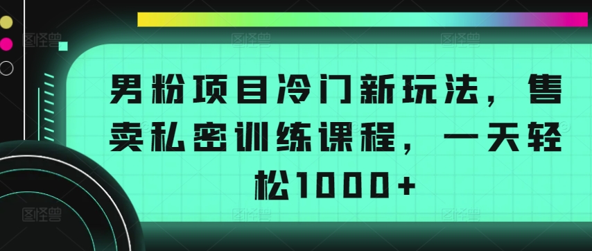 男粉项目冷门新玩法，售卖私密训练课程，一天轻松1000+【揭秘】-小柒笔记