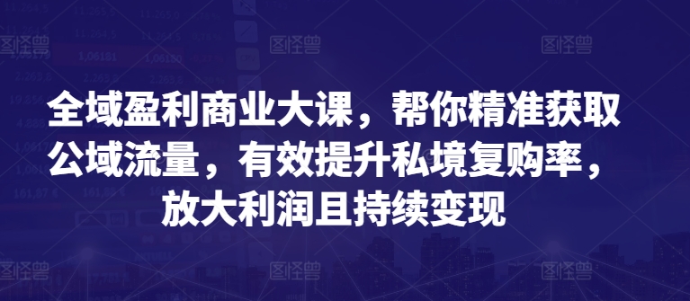 全域盈利商业大课，帮你精准获取公域流量，有效提升私境复购率，放大利润且持续变现-小柒笔记