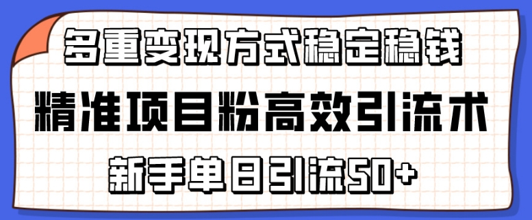 精准项目粉高效引流术，新手单日引流50+，多重变现方式稳定赚钱【揭秘】-小柒笔记