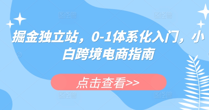 掘金独立站，0-1体系化入门，小白跨境电商指南-小柒笔记