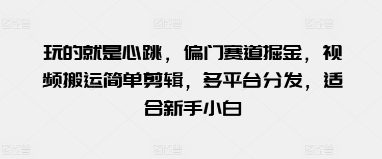 玩的就是心跳，偏门赛道掘金，视频搬运简单剪辑，多平台分发，适合新手小白【揭秘】-小柒笔记